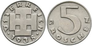 1. Republik 1918-1938 - 5 Groschen 1938 R