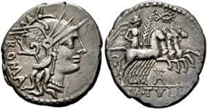 M. Tullius - Denarius (3,90 g), Roma, 120 v. ... 