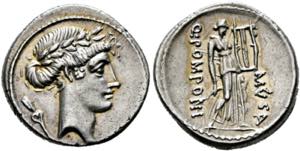 Q. Pomponius Musa - Denarius (3,90 g), Roma, ... 