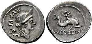 Mn. Cordius Rufus - Denarius (3,47 g), Roma, ... 