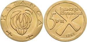 KATANGA - 5 Francs (13,33g) 1961 
