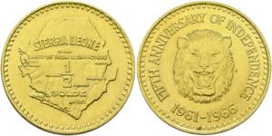 SIERRA LEONE - 1/2 Golde 1966 (Gew: 27,33 g) 