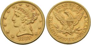 U S A - 5 Dollars 1885 S 