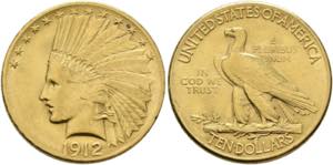 U S A - 10 Dollars 1912 S Indianer 