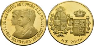 URUGUAY - 20.000 Neu Pesos (20g) 1983 Besuch ... 