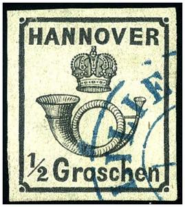 Hannover - Ꙩ, 1860 1/2 Gr. schwarz, weiße ... 