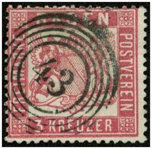 Baden - Ꙩ, 1862 3 Kreuzer rosakarmin mit ... 