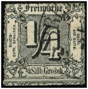 Thurn & Taxis - Ꙩ, 1865 1/4 SGr. schwarz ... 
