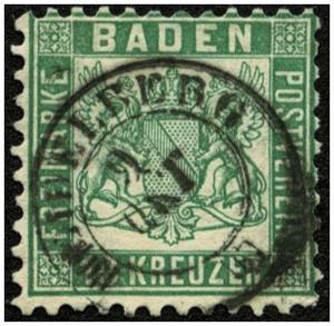 Baden - Ꙩ, 1862 18 Kr. grün mit ... 