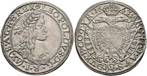 Leopold I. 1657-1705 - XV Kreuzer 1663 Wien ... 
