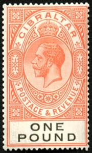 GIBRALTAR - **,  1927 GV. 1 Pound orange, ... 