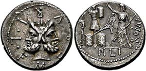 M. Furius Philus L.f. - Denarius (3,26 g), ... 