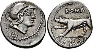 P. Satrienus - Denarius (3,80 g), Roma, 77 ... 