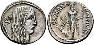 L. Hostilius Saserna - Denarius (3,69 g), ... 