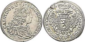 Karl VI. 1711-1740 - XV Kreuzer 1734 Prag ... 