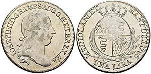 Josef II. 1765-1790 - Lira 1786 L-B Mailand ... 