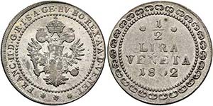 Franz II. 1792-1806-(1835) - 1/2 Lira Veneta ... 
