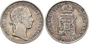 Franz Joseph 1848-1916 - 1/2 Lira 1854 V ... 