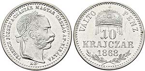 Franz Joseph 1848-1916 - 10 Krajczar 1868 KB ... 