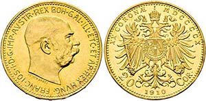 Franz Joseph 1848-1916 - 20 Kronen 1910 Wien ... 