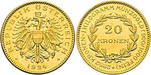 1. Republik 1918-1938 - 20 Kronen 1924 Wien ... 