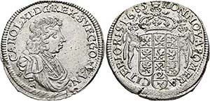 Karl XI. v. Schweden 1660-1697 - 2/3 Taler ... 