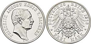 Friedrich August III. 1904-1918 - 3 Mark ... 