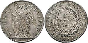 ITALIEN - Subalpine Republik 1800-1802 - 5 ... 