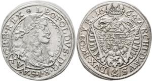 Leopold I. 1657-1705 - XV Kreuzer 1664 Wien ... 