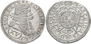 Leopold I. 1657-1705 - XV Kreuzer 1674 Wien ... 