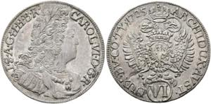 Karl VI. 1711-1740 - VI Kreuzer 1725 Hall R ... 