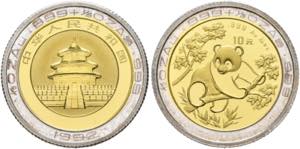 CHINA - 10 Yuan 1990 Panda Bimetall  Fr. ... 