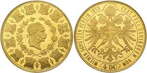 Franz Joseph 1848-1916 - 4 Dukaten 1873/1973 ... 