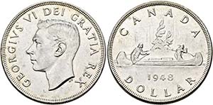 KANADA - Georg VI. 1936-1952 - Dollar 1948 R ... 