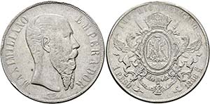 MEXIKO - Maximilian I. 1864-1867 - Peso 1866 ... 