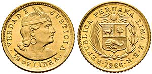 PERU - Republik seit 1821 - 1/5 Libra (1,6g) ... 