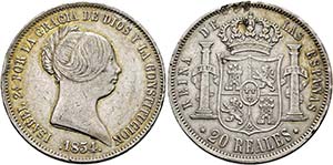 SPANIEN - Isabella II. 1833-1868 - 20 Reales ... 