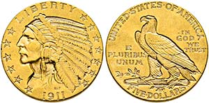 U S A - 5 Dollars 1911 Philadelphia. Indian ... 