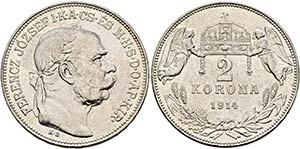 Franz Joseph 1848-1916 - 2 Korona 1914 KB ... 