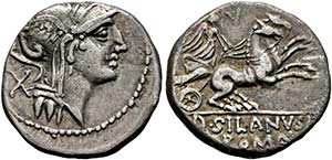 D. Iunius Silanus L.f. - Denarius (3,7g) 91 ... 