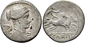 T. Carisius - Denarius (3,54g) 46 v. Chr. ... 