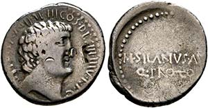 M. Antonius - Denarius (3,52g) mit M. Iunius ... 