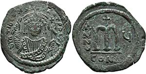 Tiberius II. Constantinus (578-582) - Follis ... 