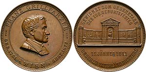 GRILLPARZER, Franz 1791-1872 - AE-Medaille ... 