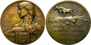 DÄNEMARK - AE-Medaille (90mm) 1921 von ... 