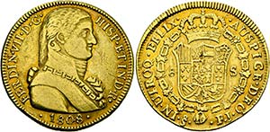 Fernando VII. 1800-1821 - 8 Escudos 1808 FJ ... 