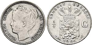 CURACAO - Lot 3 Stück; 1/4 Gulden 1900 Av.: ... 