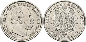 Wilhelm I. 1871-1888 - 2 Mark 1876 A J:96 ... 