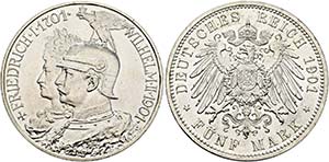 Wilhelm II. 1888-1918 - 5 Mark 1901 200 ... 