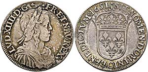 Ludwig XIV. 1643-1715 - 1/2 Ecu 1651 C ... 